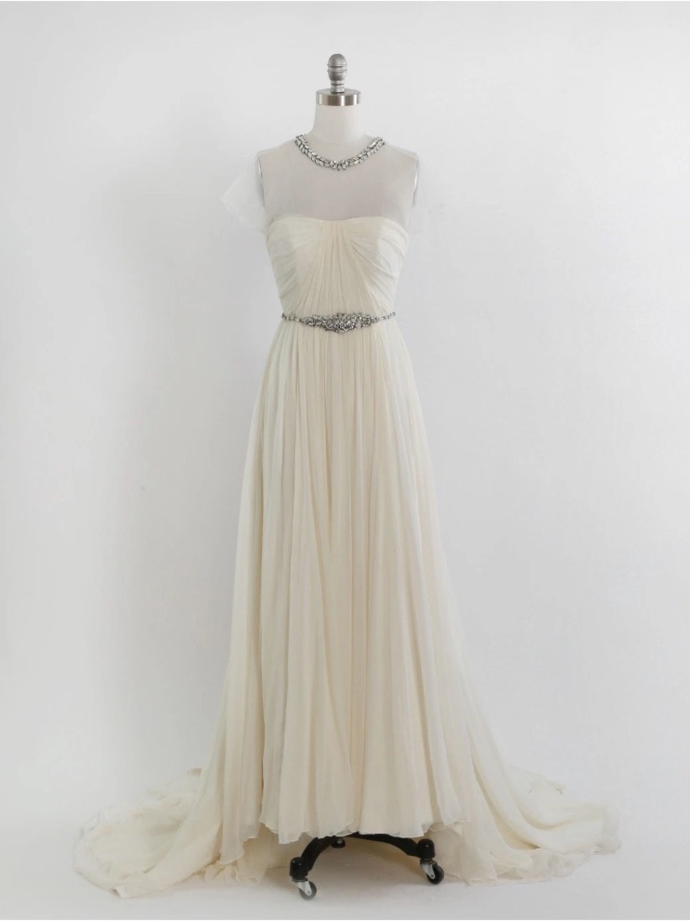 Hayley Paige Anya 6300 Ivory silk rhinestone wedding dress Sz. 8 $3000